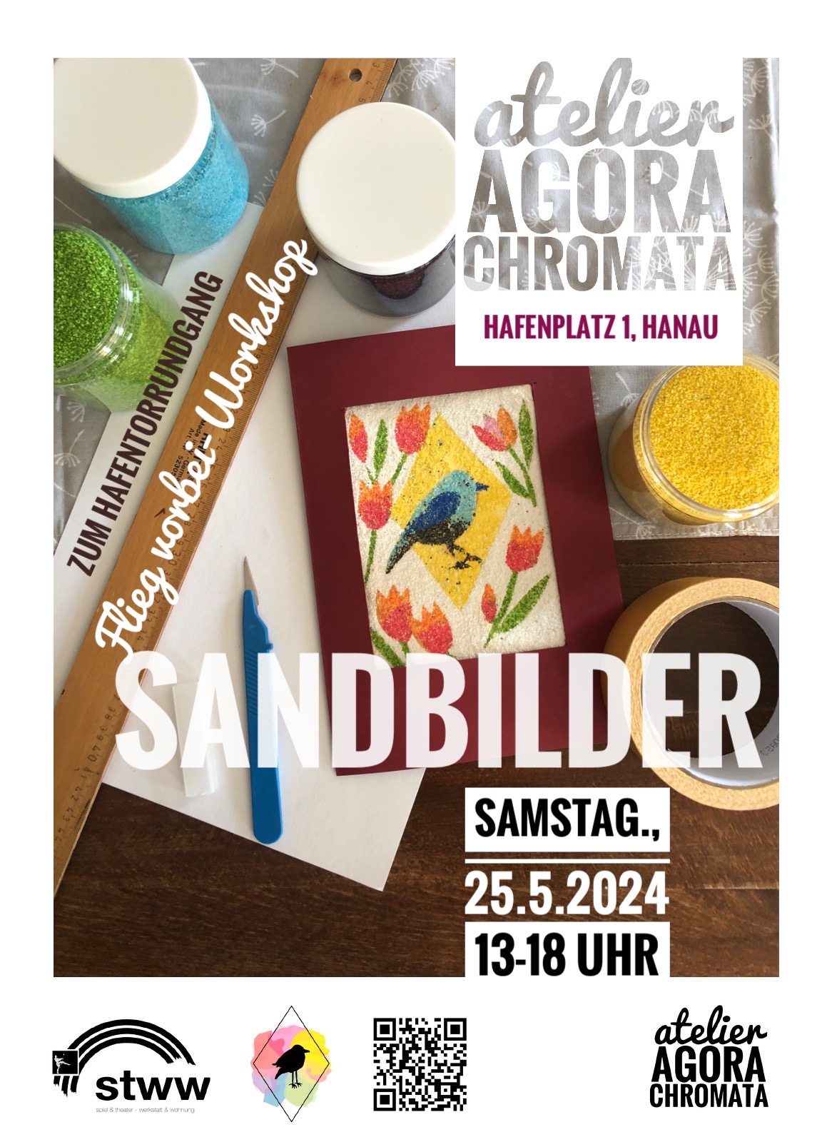 Flieg vorbei-Workshop zum Hafenrundgang "Sandbilder"
